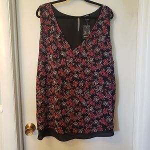 Pink and black floral blouse